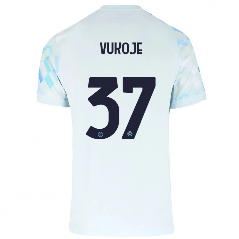 Danxen Mujer Camiseta Andrija Vukoje #37 Blanco Azul 2ª Equipación 2025/26 La Camisa