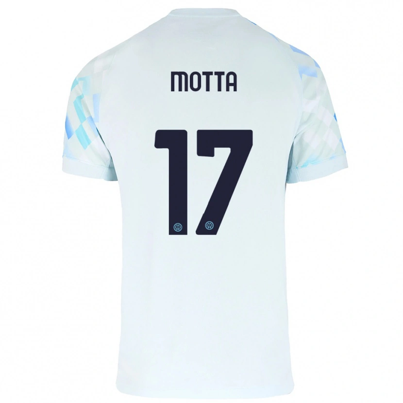 Danxen Mujer Camiseta Matteo Motta #17 Blanco Azul 2ª Equipación 2025/26 La Camisa