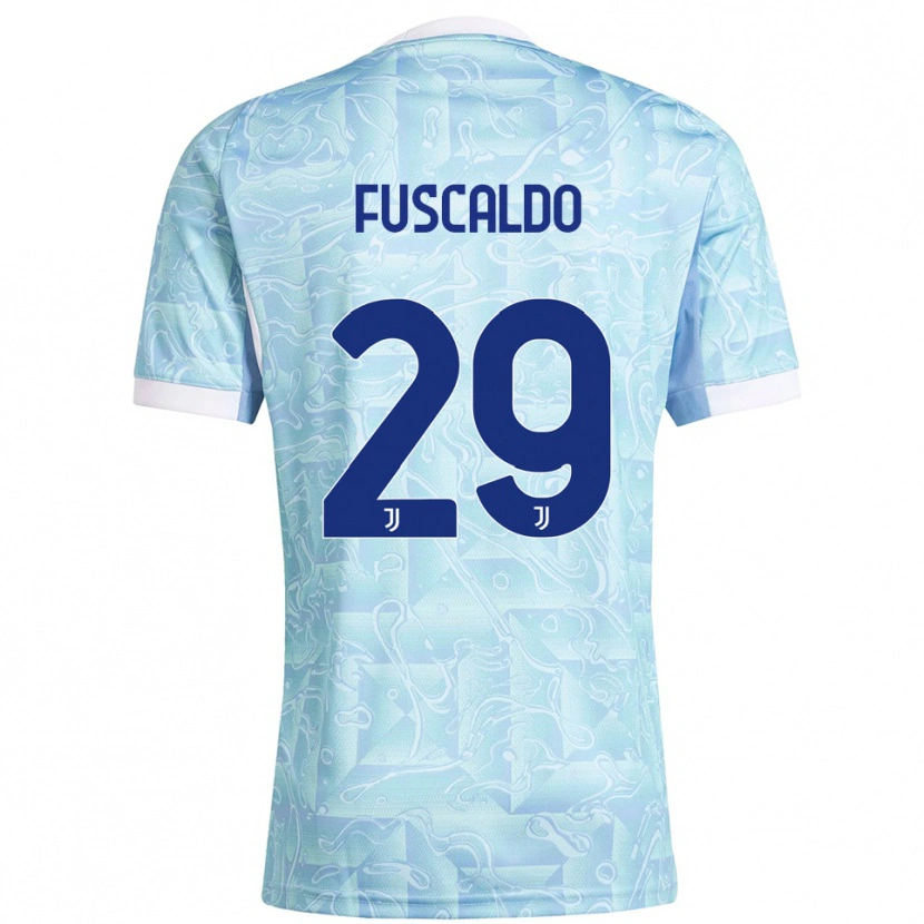 Danxen Mujer Camiseta Matteo Fuscaldo #29 Azul Cielo Amarillo 2ª Equipación 2025/26 La Camisa