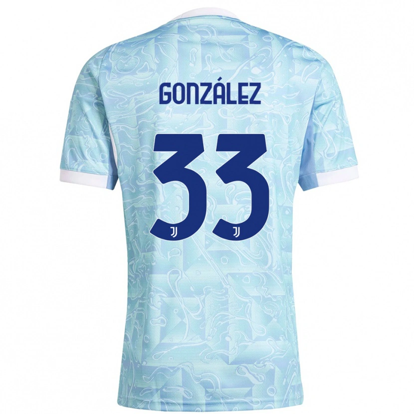 Danxen Mujer Camiseta Facundo González #33 Azul Cielo Amarillo 2ª Equipación 2025/26 La Camisa