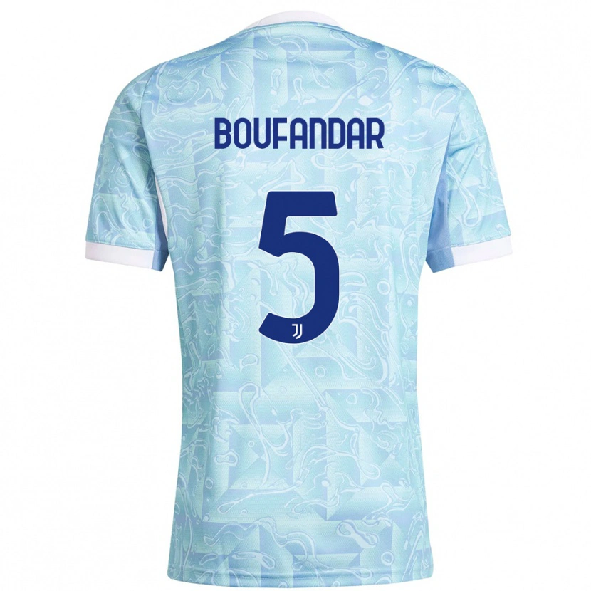 Danxen Mujer Camiseta Adam Boufandar #5 Azul Cielo Amarillo 2ª Equipación 2025/26 La Camisa
