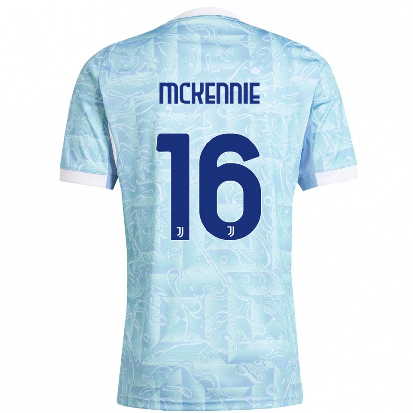 Danxen Mujer Camiseta Weston Mckennie #16 Azul Cielo Amarillo 2ª Equipación 2025/26 La Camisa