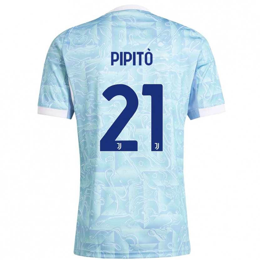 Danxen Mujer Camiseta Giuseppe Pipitò #21 Azul Cielo Amarillo 2ª Equipación 2025/26 La Camisa