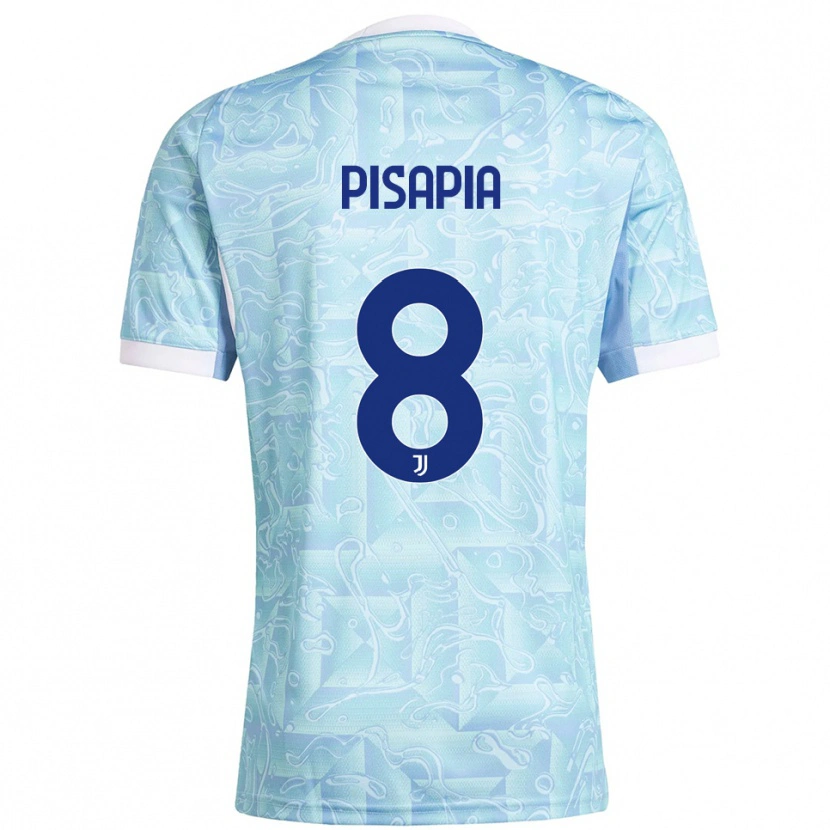 Danxen Mujer Camiseta Luciano Pisapia #8 Azul Cielo Amarillo 2ª Equipación 2025/26 La Camisa