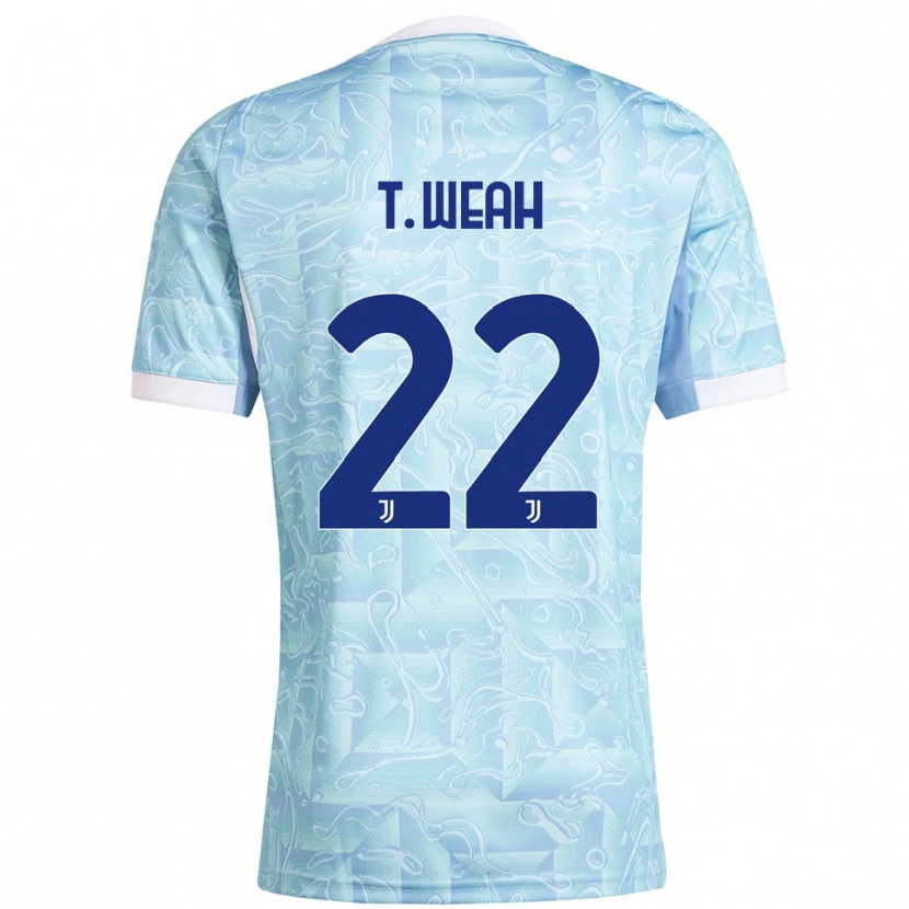 Danxen Mujer Camiseta Timothy Weah #22 Azul Cielo Amarillo 2ª Equipación 2025/26 La Camisa