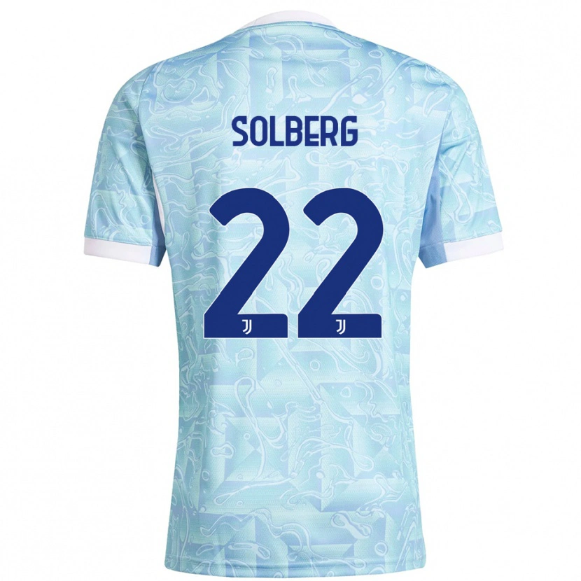 Danxen Mujer Camiseta Elias Solberg #22 Azul Cielo Amarillo 2ª Equipación 2025/26 La Camisa