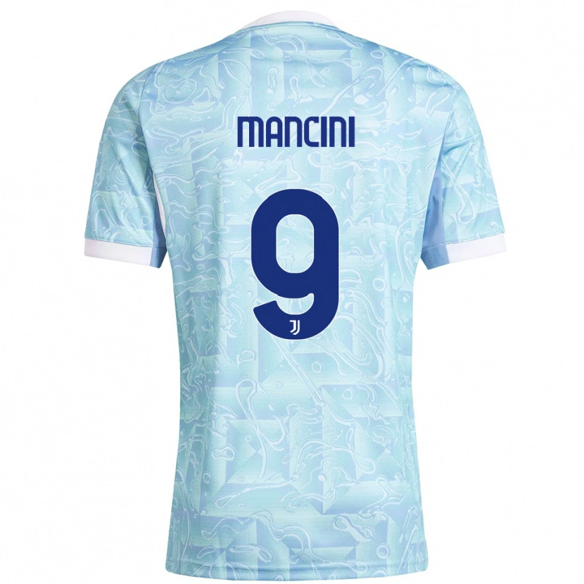 Danxen Mujer Camiseta Tommaso Mancini #9 Azul Cielo Amarillo 2ª Equipación 2025/26 La Camisa