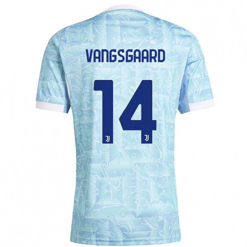 Danxen Mujer Camiseta Amalie Jørgensen Vangsgaard #14 Azul Cielo Amarillo 2ª Equipación 2025/26 La Camisa
