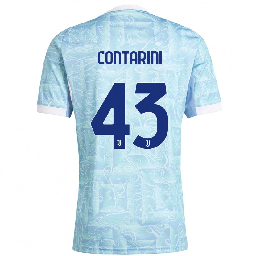 Danxen Mujer Camiseta Jacopo Contarini #43 Azul Cielo Amarillo 2ª Equipación 2025/26 La Camisa