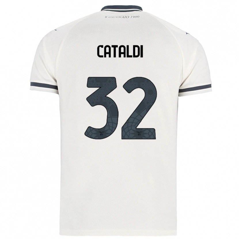 Danxen Mujer Camiseta Danilo Cataldi #32 Blanco Marino 2ª Equipación 2025/26 La Camisa
