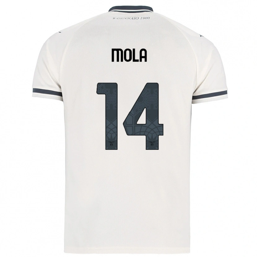 Danxen Mujer Camiseta Tommaso Mola #14 Blanco Marino 2ª Equipación 2025/26 La Camisa
