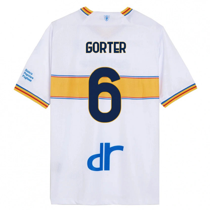 Danxen Mujer Camiseta Olaf Gorter #6 Blanco Amarillo 2ª Equipación 2025/26 La Camisa