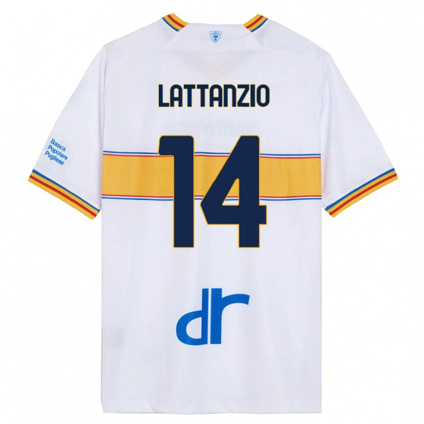Danxen Mujer Camiseta Gianluca Lattanzio #14 Blanco Amarillo 2ª Equipación 2025/26 La Camisa