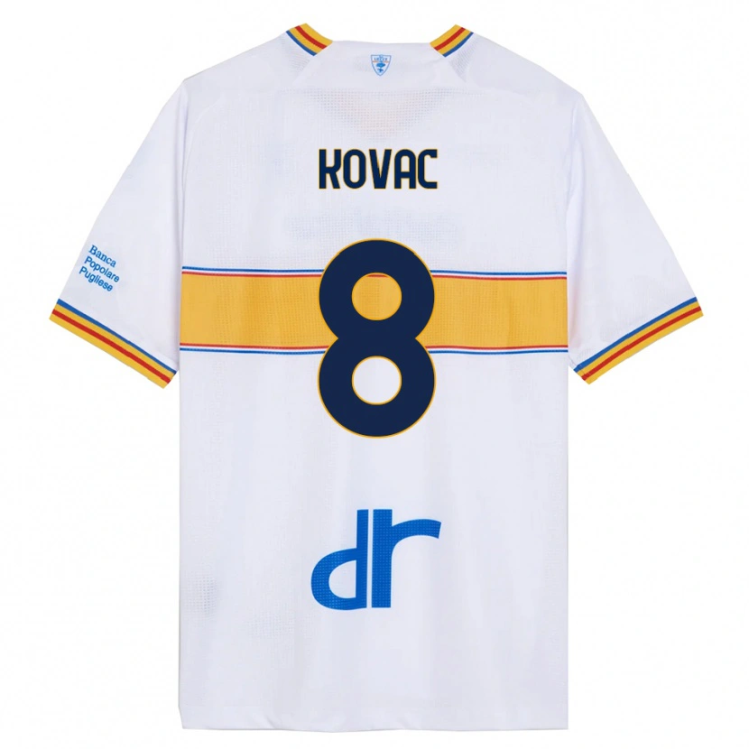 Danxen Mujer Camiseta Niko Kovač #8 Blanco Amarillo 2ª Equipación 2025/26 La Camisa