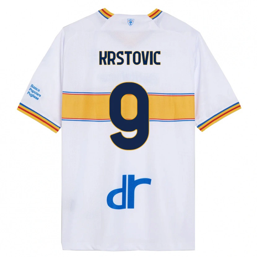 Danxen Mujer Camiseta Nikola Krstović #9 Blanco Amarillo 2ª Equipación 2025/26 La Camisa