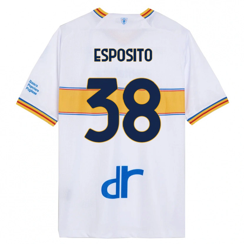 Danxen Mujer Camiseta Pasquale Esposito #38 Blanco Amarillo 2ª Equipación 2025/26 La Camisa