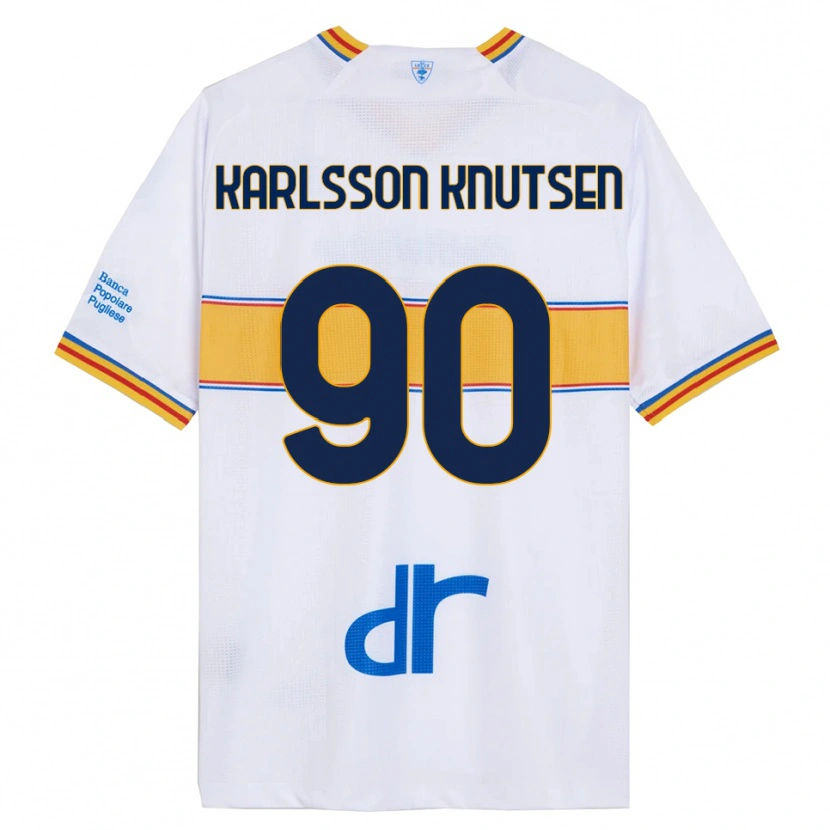 Danxen Mujer Camiseta Storm Karlsson Knutsen #90 Blanco Amarillo 2ª Equipación 2025/26 La Camisa
