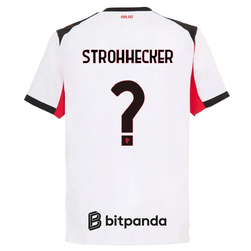Danxen Mujer Camiseta Riccardo Strohhecker #0 Blanco Negro 2ª Equipación 2025/26 La Camisa