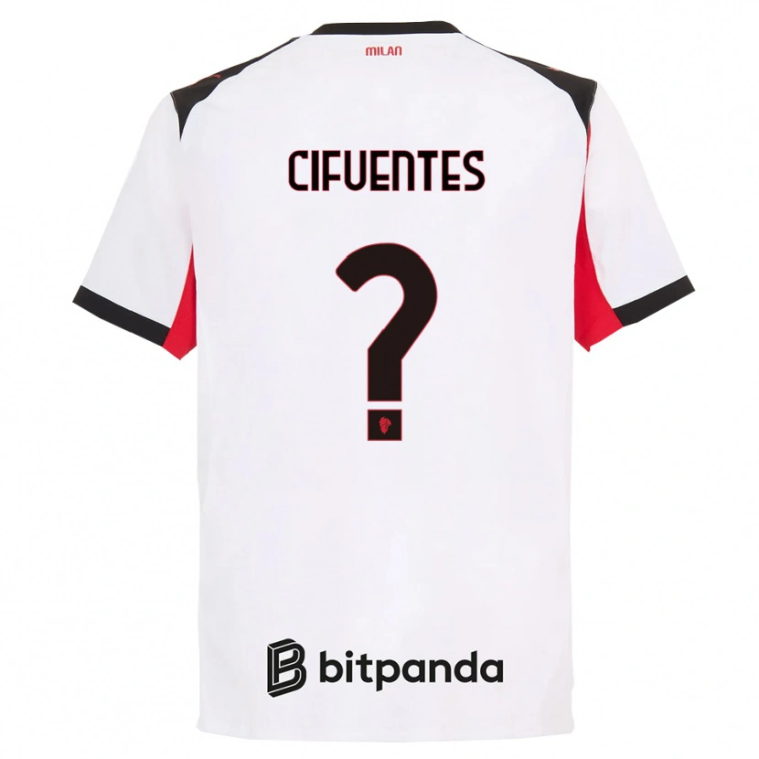 Danxen Mujer Camiseta Maikol Cifuentes #0 Blanco Negro 2ª Equipación 2025/26 La Camisa