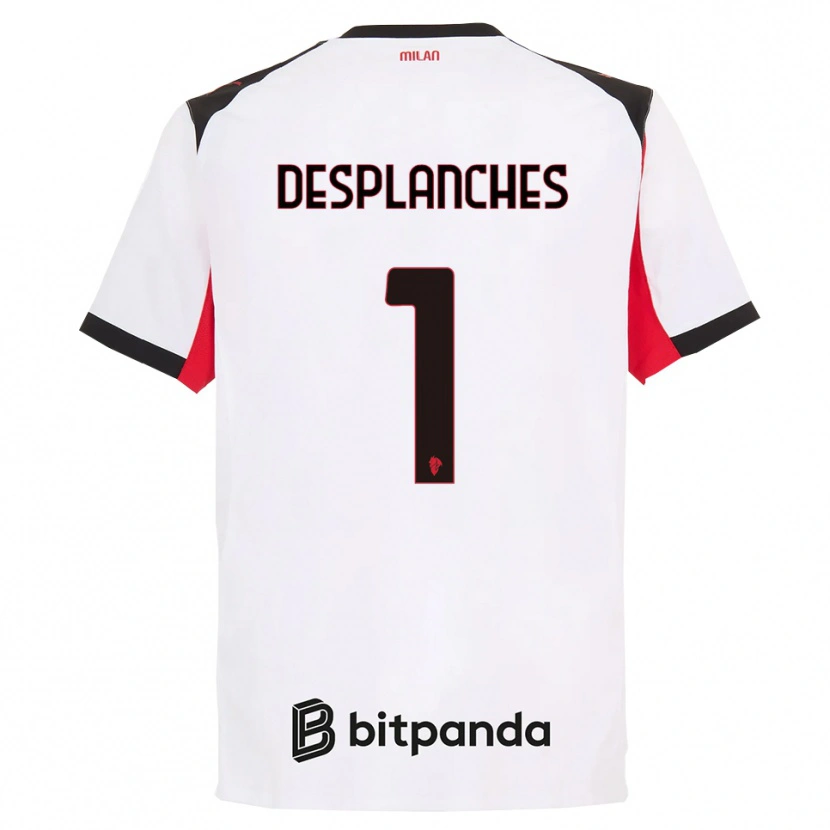 Danxen Mujer Camiseta Sebastiano Desplanches #1 Blanco Negro 2ª Equipación 2025/26 La Camisa