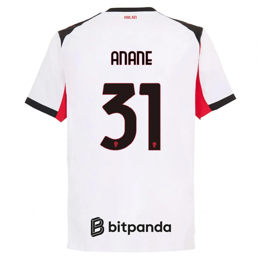 Danxen Mujer Camiseta Emmanuel Anane #31 Blanco Negro 2ª Equipación 2025/26 La Camisa