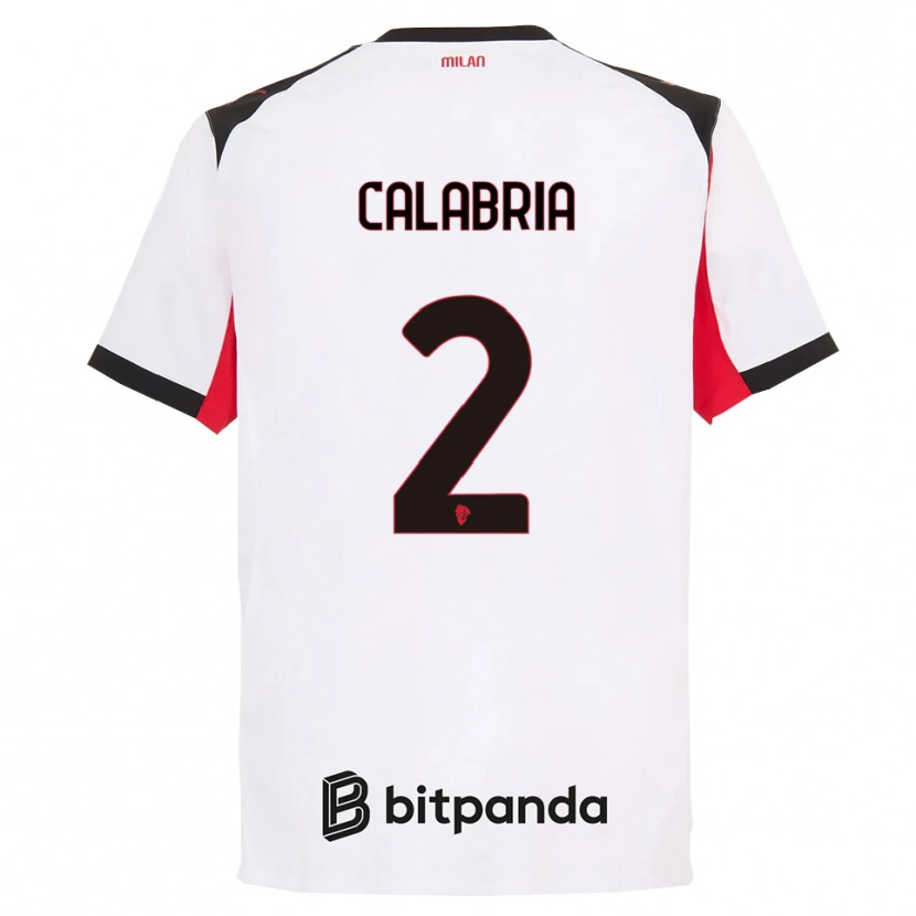 Danxen Mujer Camiseta Davide Calabria #2 Blanco Negro 2ª Equipación 2025/26 La Camisa