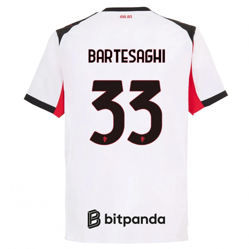Danxen Mujer Camiseta Davide Bartesaghi #33 Blanco Negro 2ª Equipación 2025/26 La Camisa