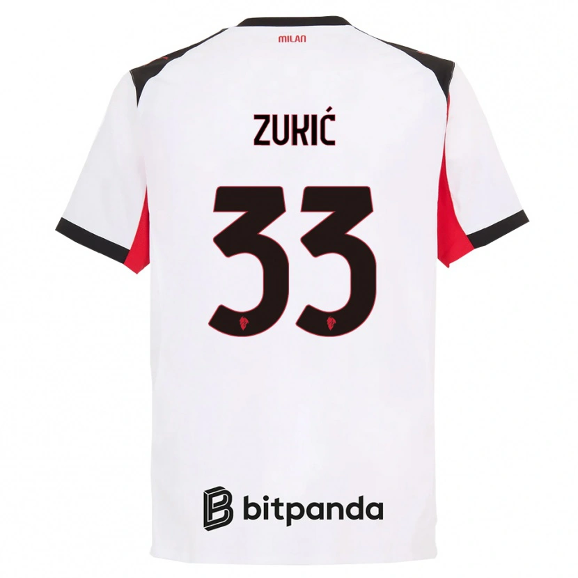 Danxen Mujer Camiseta Damir Zukić #33 Blanco Negro 2ª Equipación 2025/26 La Camisa