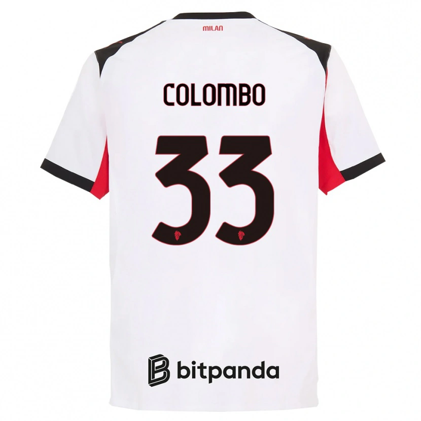 Danxen Mujer Camiseta Federico Colombo #33 Blanco Negro 2ª Equipación 2025/26 La Camisa