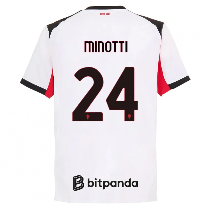 Danxen Mujer Camiseta Gabriele Minotti #24 Blanco Negro 2ª Equipación 2025/26 La Camisa