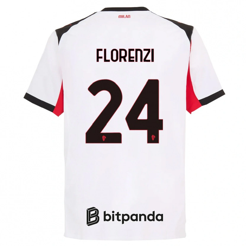 Danxen Mujer Camiseta Alessandro Florenzi #24 Blanco Negro 2ª Equipación 2025/26 La Camisa