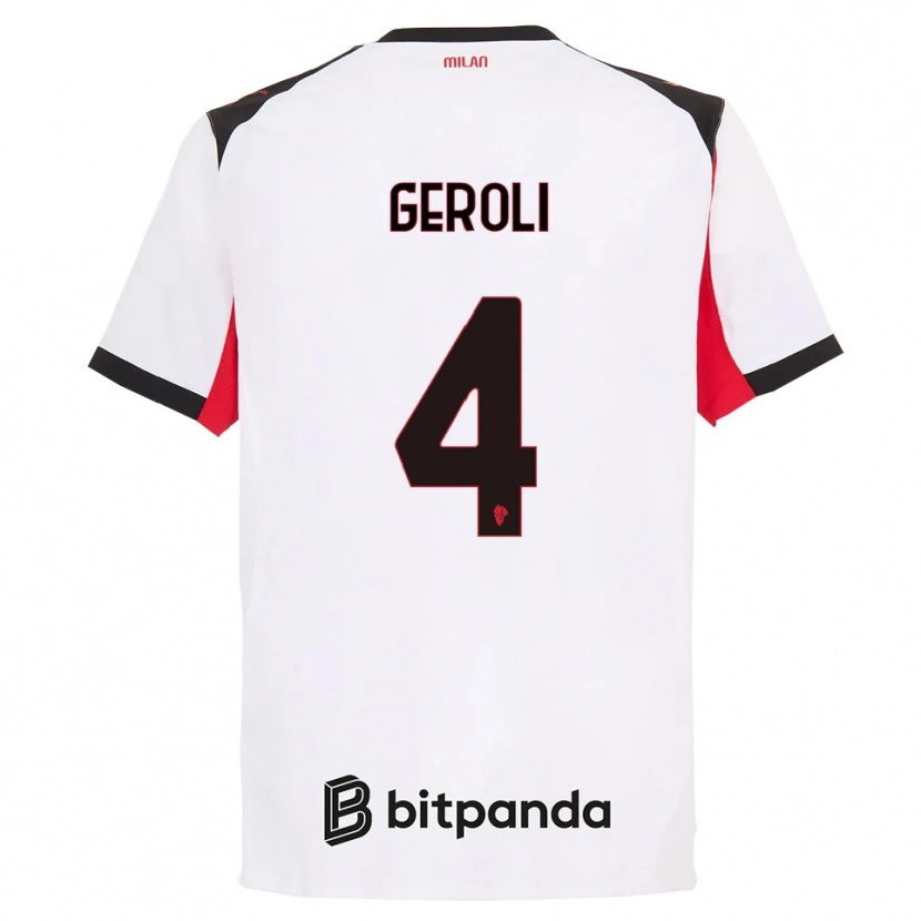 Danxen Mujer Camiseta Matteo Geroli #4 Blanco Negro 2ª Equipación 2025/26 La Camisa