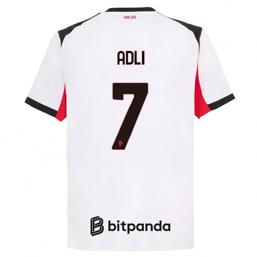 Danxen Mujer Camiseta Yacine Adli #7 Blanco Negro 2ª Equipación 2025/26 La Camisa
