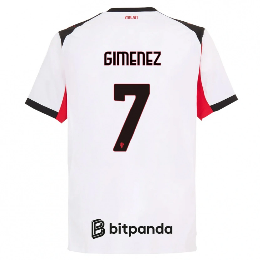 Danxen Mujer Camiseta Santiago Gimenez #7 Blanco Negro 2ª Equipación 2025/26 La Camisa