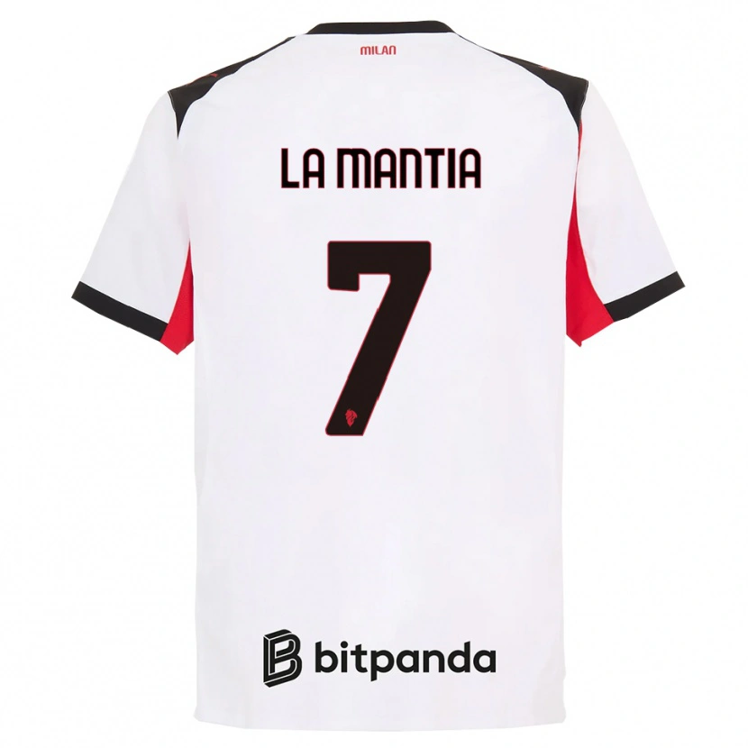 Danxen Mujer Camiseta Simon La Mantia #7 Blanco Negro 2ª Equipación 2025/26 La Camisa