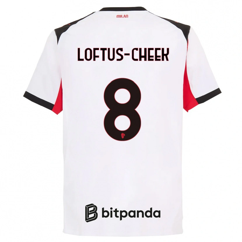 Danxen Mujer Camiseta Ruben Loftus-Cheek #8 Blanco Negro 2ª Equipación 2025/26 La Camisa