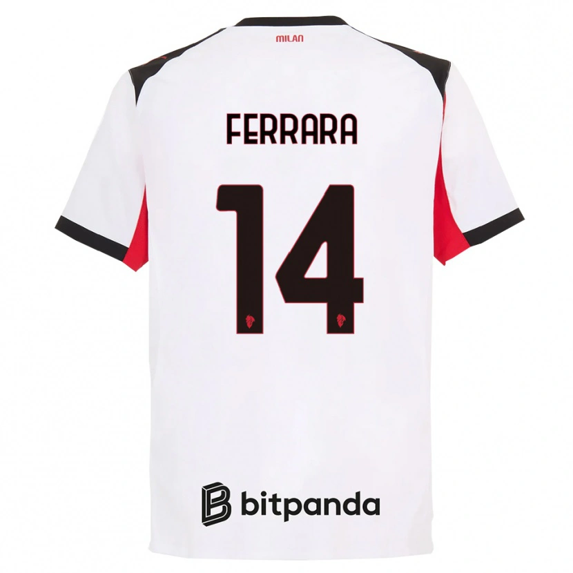 Danxen Mujer Camiseta Francesco Ferrara #14 Blanco Negro 2ª Equipación 2025/26 La Camisa