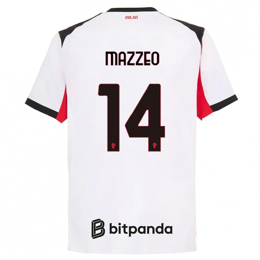 Danxen Mujer Camiseta Kevin Mazzeo #14 Blanco Negro 2ª Equipación 2025/26 La Camisa