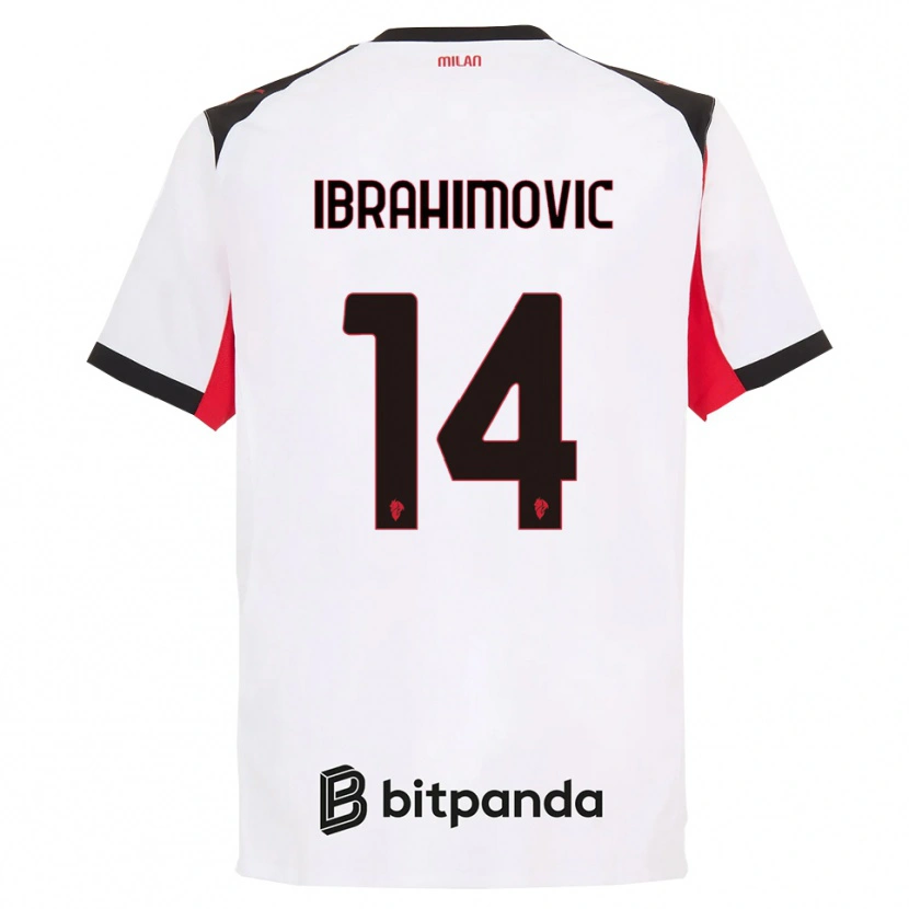Danxen Mujer Camiseta Vincent Ibrahimović #14 Blanco Negro 2ª Equipación 2025/26 La Camisa