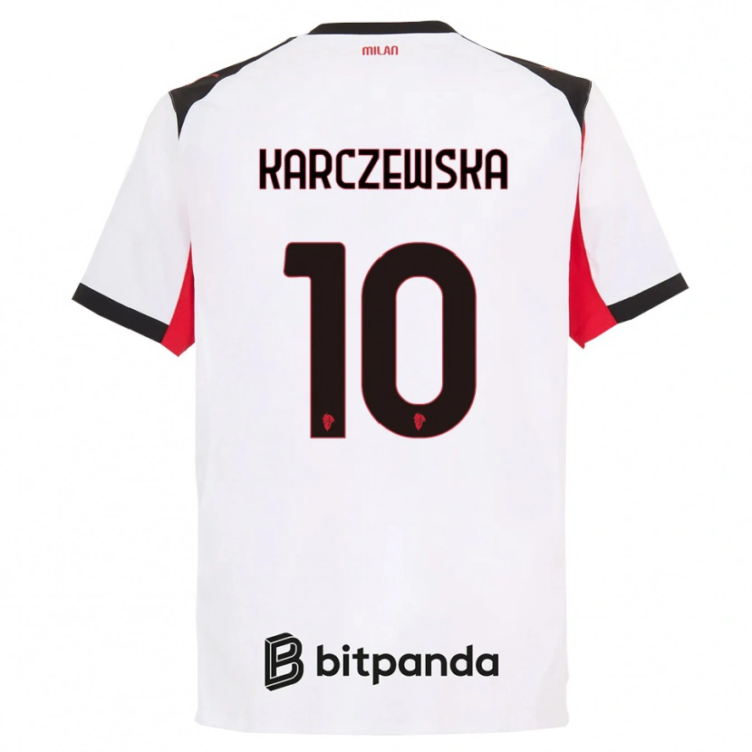 Danxen Mujer Camiseta Nikola Karczewska #10 Blanco Negro 2ª Equipación 2025/26 La Camisa