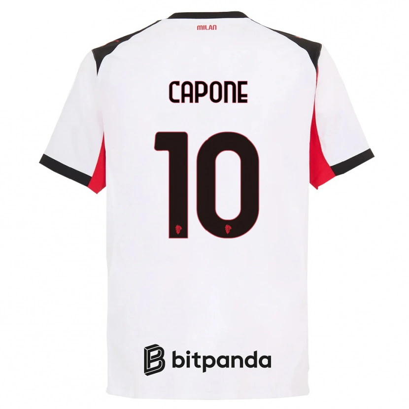 Danxen Mujer Camiseta Andrea Capone #10 Blanco Negro 2ª Equipación 2025/26 La Camisa