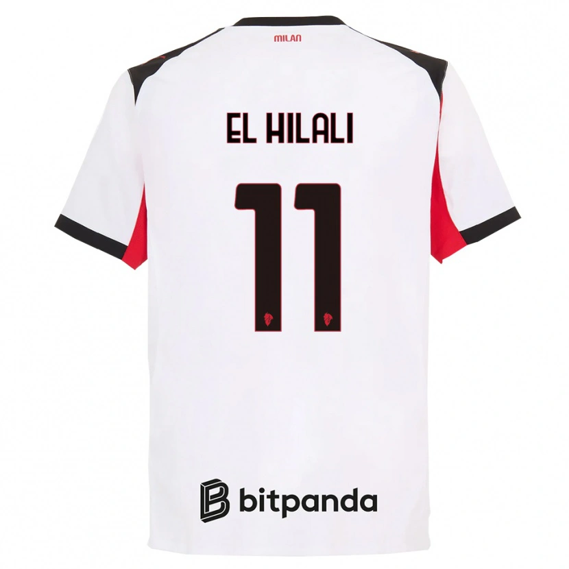 Danxen Mujer Camiseta Youns El Hilali #11 Blanco Negro 2ª Equipación 2025/26 La Camisa