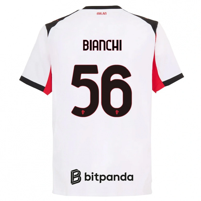 Danxen Mujer Camiseta Alessandro Bianchi #56 Blanco Negro 2ª Equipación 2025/26 La Camisa