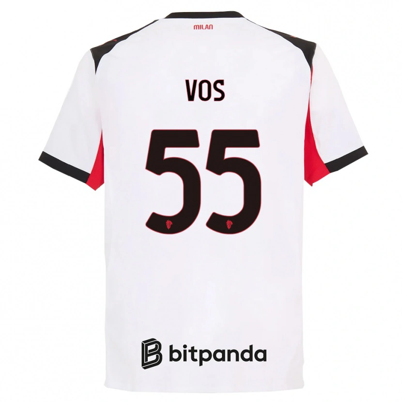 Danxen Mujer Camiseta Silvano Vos #55 Blanco Negro 2ª Equipación 2025/26 La Camisa