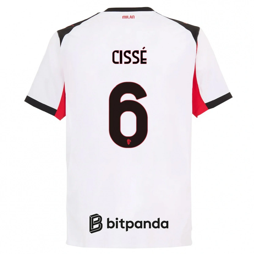 Danxen Mujer Camiseta Maiga-Hamadoun Cissé #6 Blanco Negro 2ª Equipación 2025/26 La Camisa