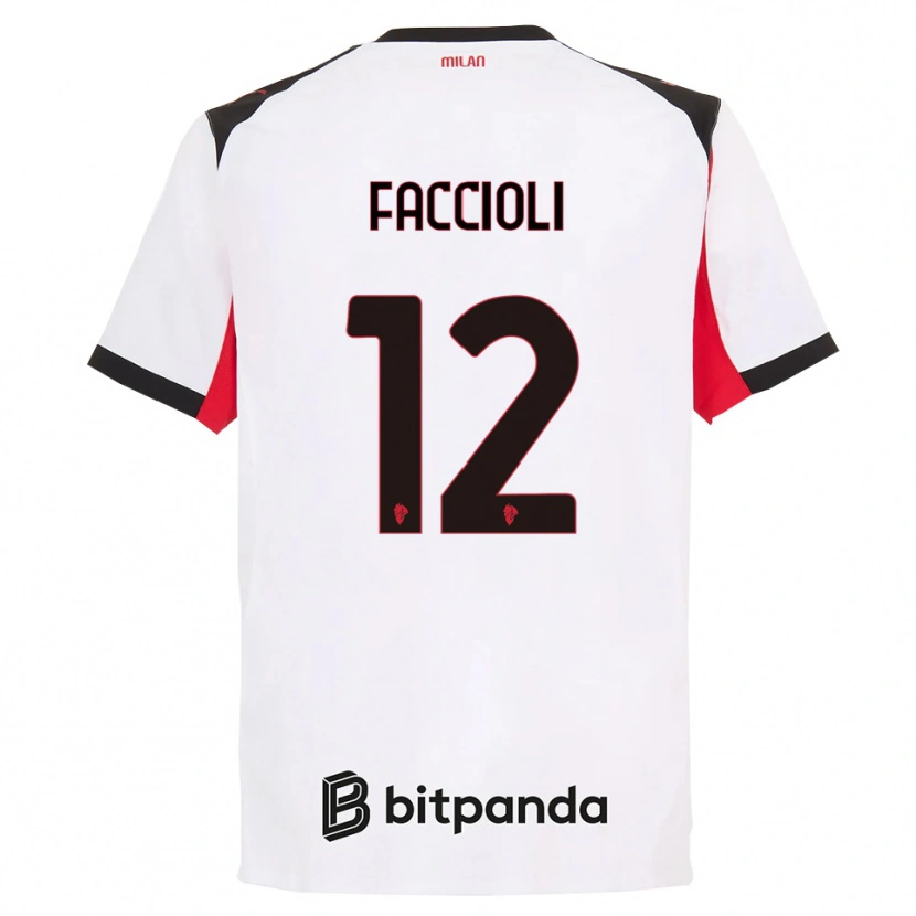 Danxen Mujer Camiseta Pietro Faccioli #12 Blanco Negro 2ª Equipación 2025/26 La Camisa