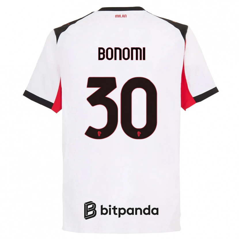 Danxen Mujer Camiseta Alessandro Bonomi #30 Blanco Negro 2ª Equipación 2025/26 La Camisa