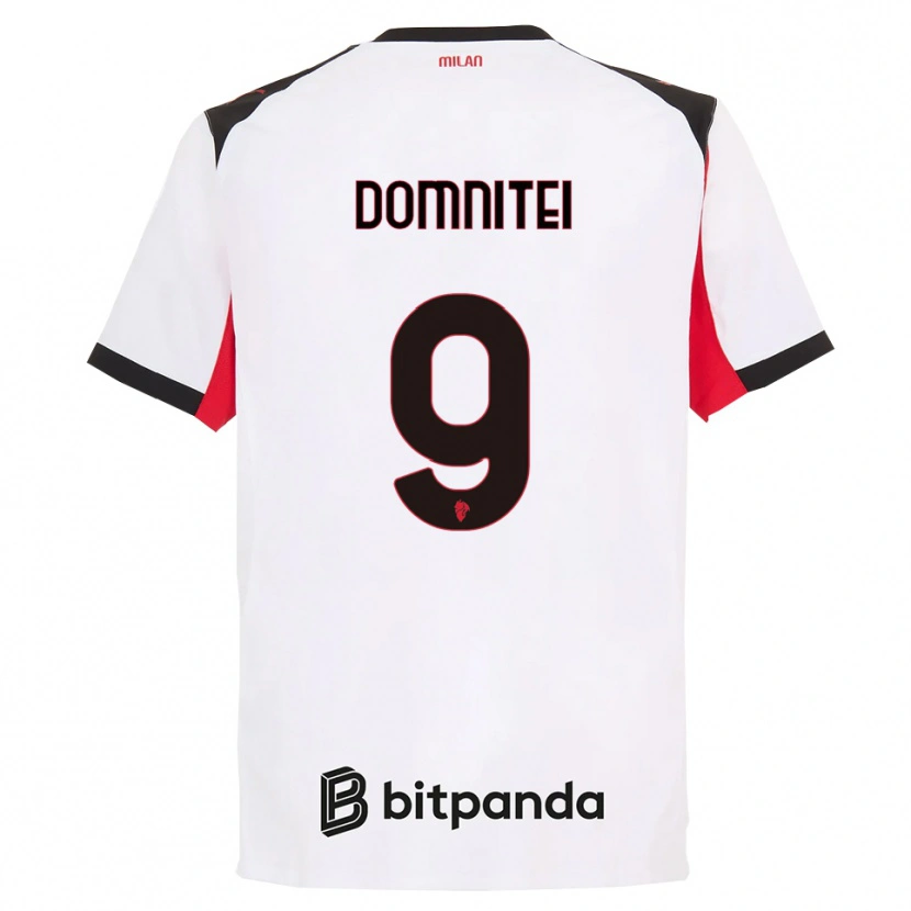Danxen Mujer Camiseta Francesco Domniței #9 Blanco Negro 2ª Equipación 2025/26 La Camisa