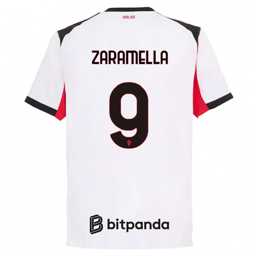 Danxen Mujer Camiseta Mattia Zaramella #9 Blanco Negro 2ª Equipación 2025/26 La Camisa