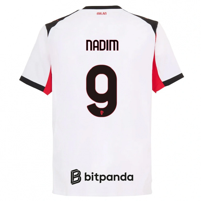 Danxen Mujer Camiseta Nadia Nadim #9 Blanco Negro 2ª Equipación 2025/26 La Camisa